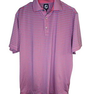 FootJoy Pink Striped Golf Polo Performance Shirt Men’s L